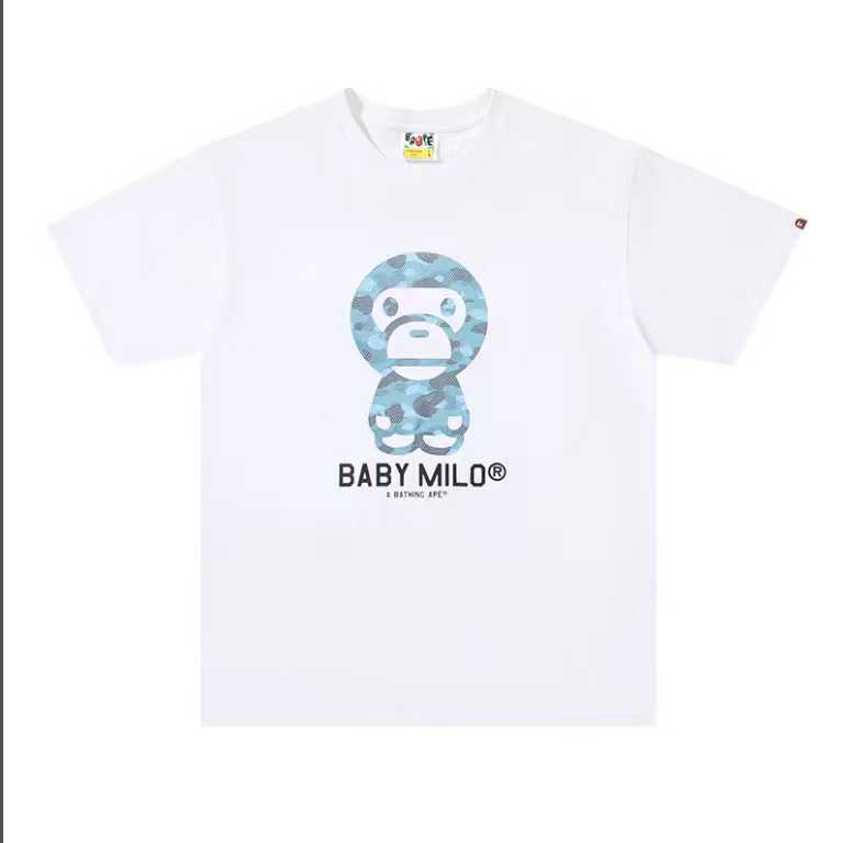 A BATHING APEA Bape  迷彩猿人字母印花宽松圆领 短袖 T恤  
