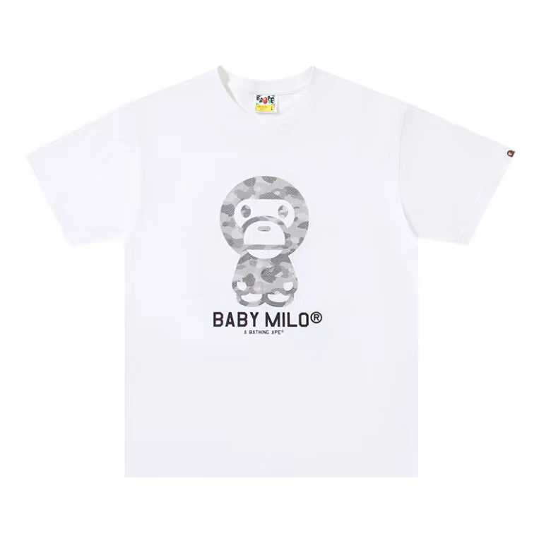 A BATHING APEA Bape  迷彩猿人字母印花宽松圆领 短袖 T恤  