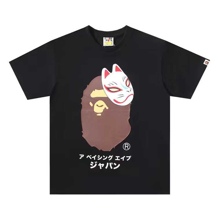 A BATHING APEA Bape  迷彩猿人字母印花宽松圆领 短袖 T恤  