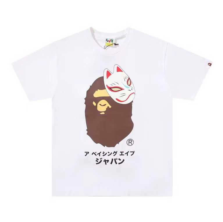 A BATHING APEA Bape  迷彩猿人字母印花宽松圆领 短袖 T恤  