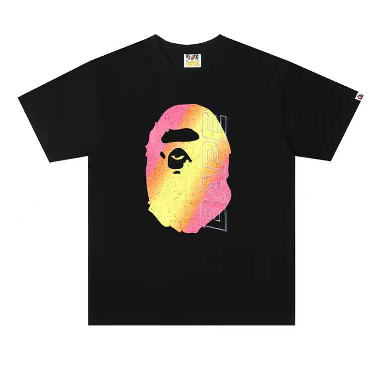 A BATHING APEA Bape  迷彩猿人字母印花宽松圆领 短袖 T恤  