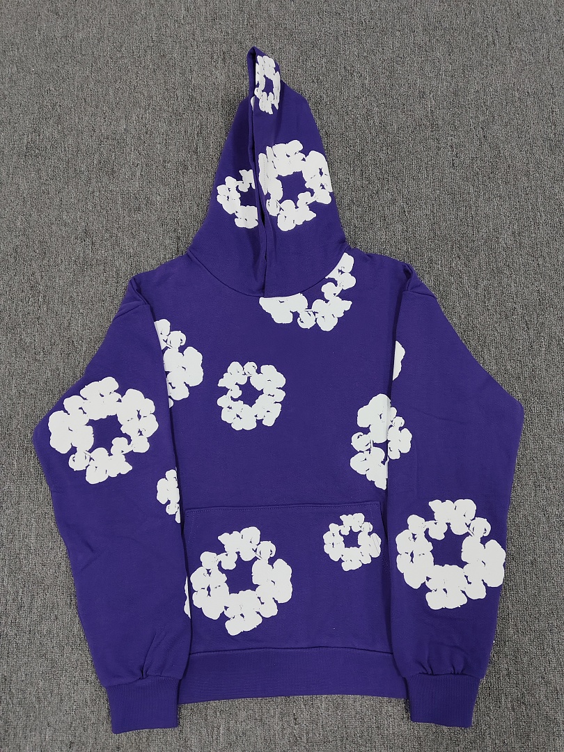 Denim Tears DT 木棉花 花环 图案 发泡  连帽卫衣 紫色- B0 