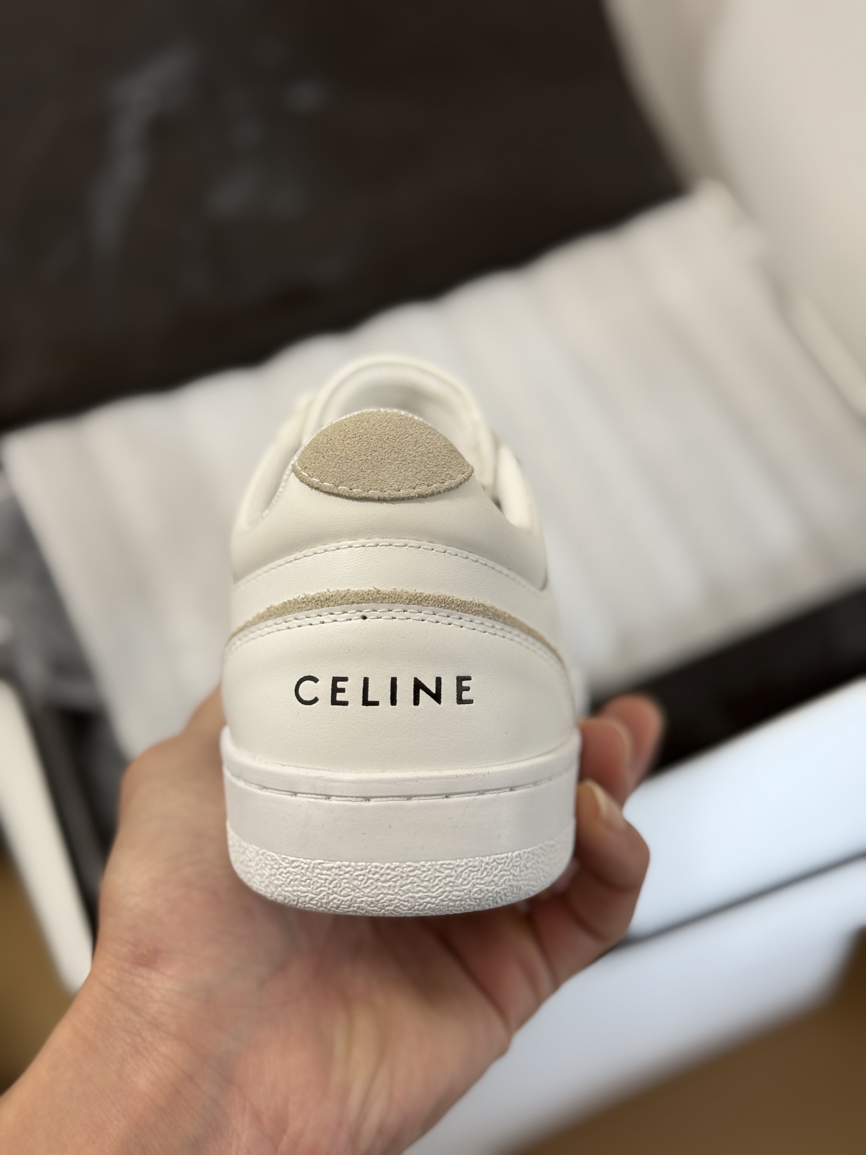 Celine 赛琳  Trainer 圆头 低筒 板鞋  白色 