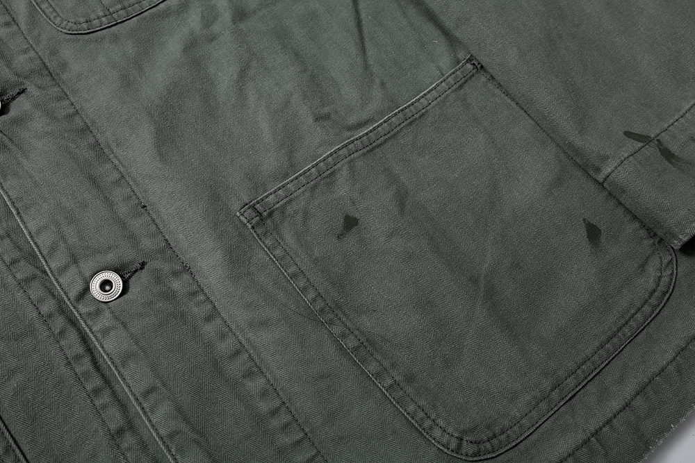 778# MADNESS 翻领 长袖 宽松 洗水做旧夹克外套 男女同款  绿色