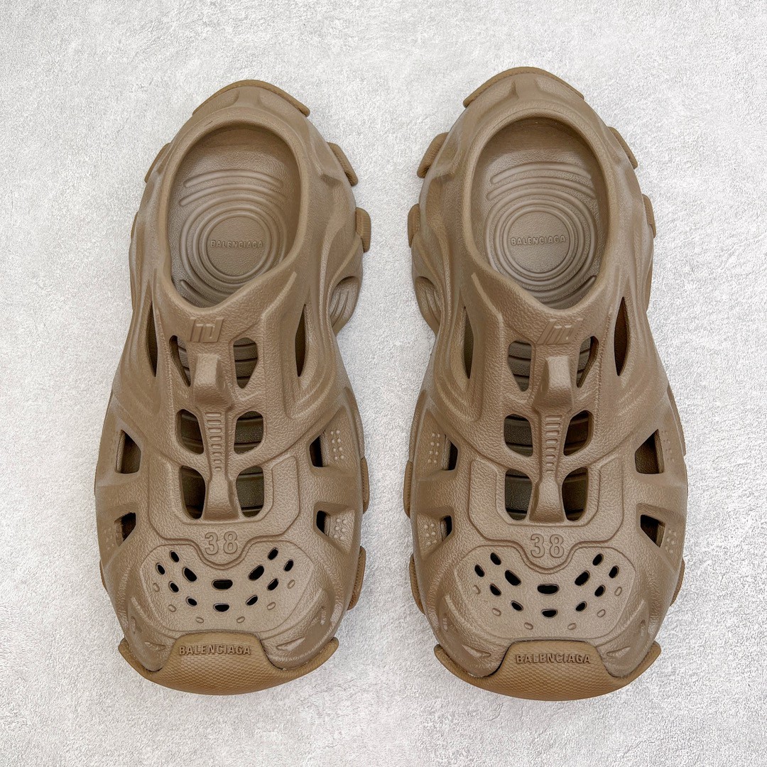Balenciaga 巴黎世家 橡胶 包头厚底鞋 洞洞鞋 凉拖 拖鞋 男女同款 棕色 735249W3CES2000