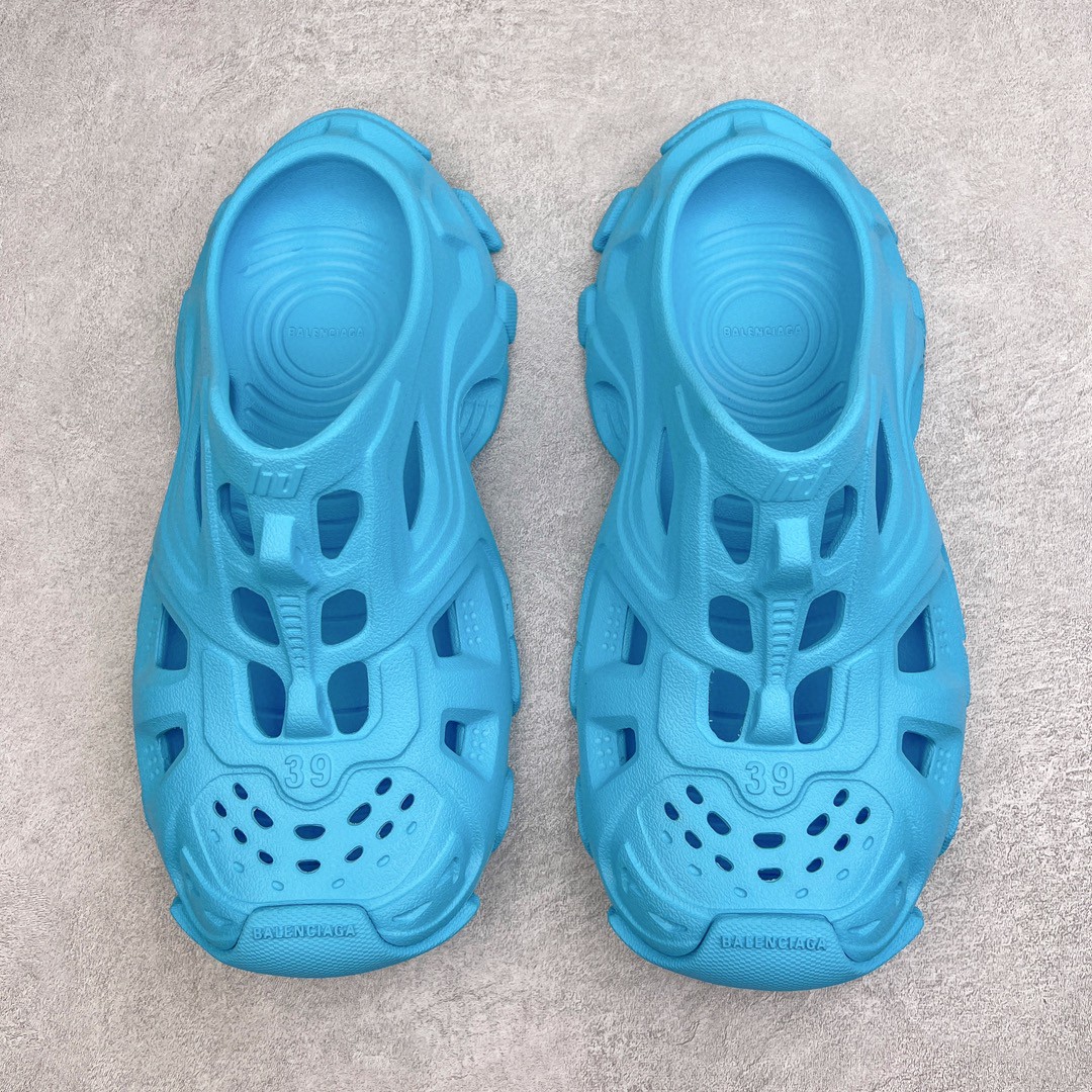 Balenciaga 巴黎世家 橡胶 包头厚底鞋 洞洞鞋 凉拖 拖鞋 男女同款 蓝色 735249W3CES4400