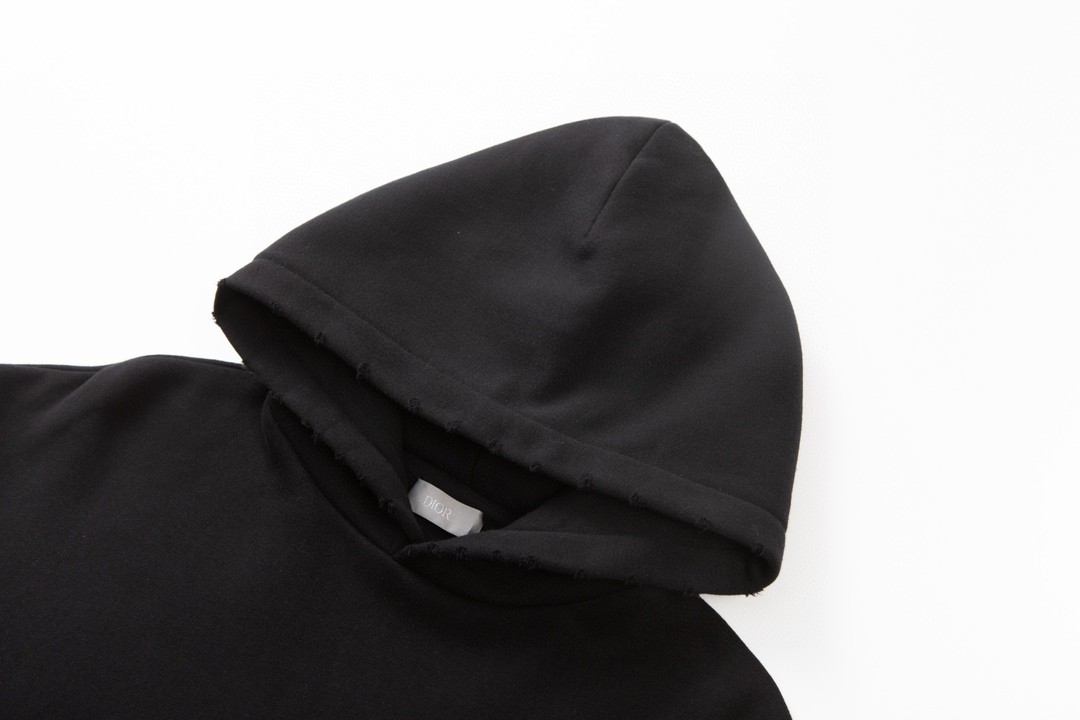 DIOR 迪奥 FW23 纯色Logo字母印花 套头 连帽卫衣 长袖 男女同款 黑色