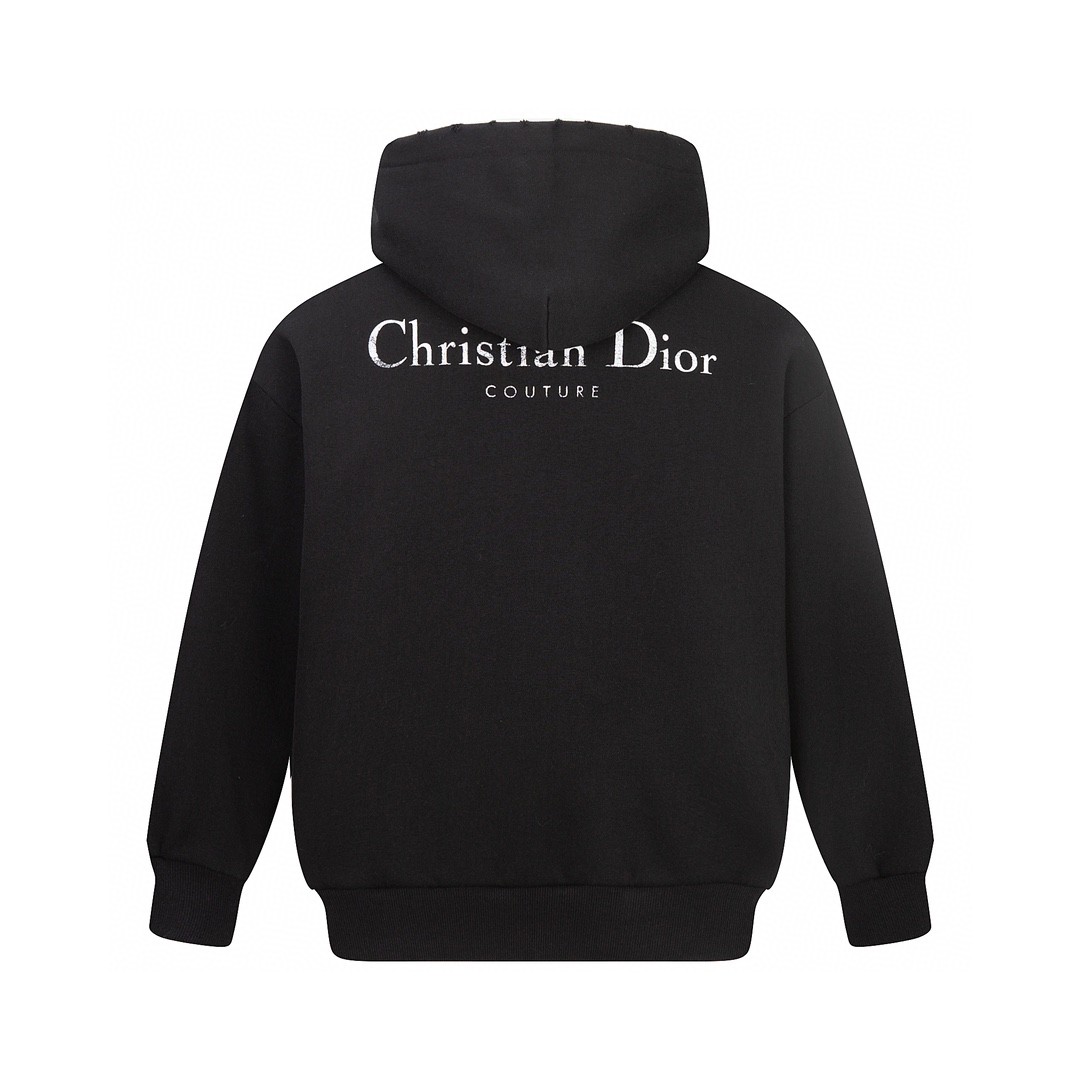 DIOR 迪奥 FW23 纯色Logo字母印花 套头 连帽卫衣 长袖 男女同款 黑色