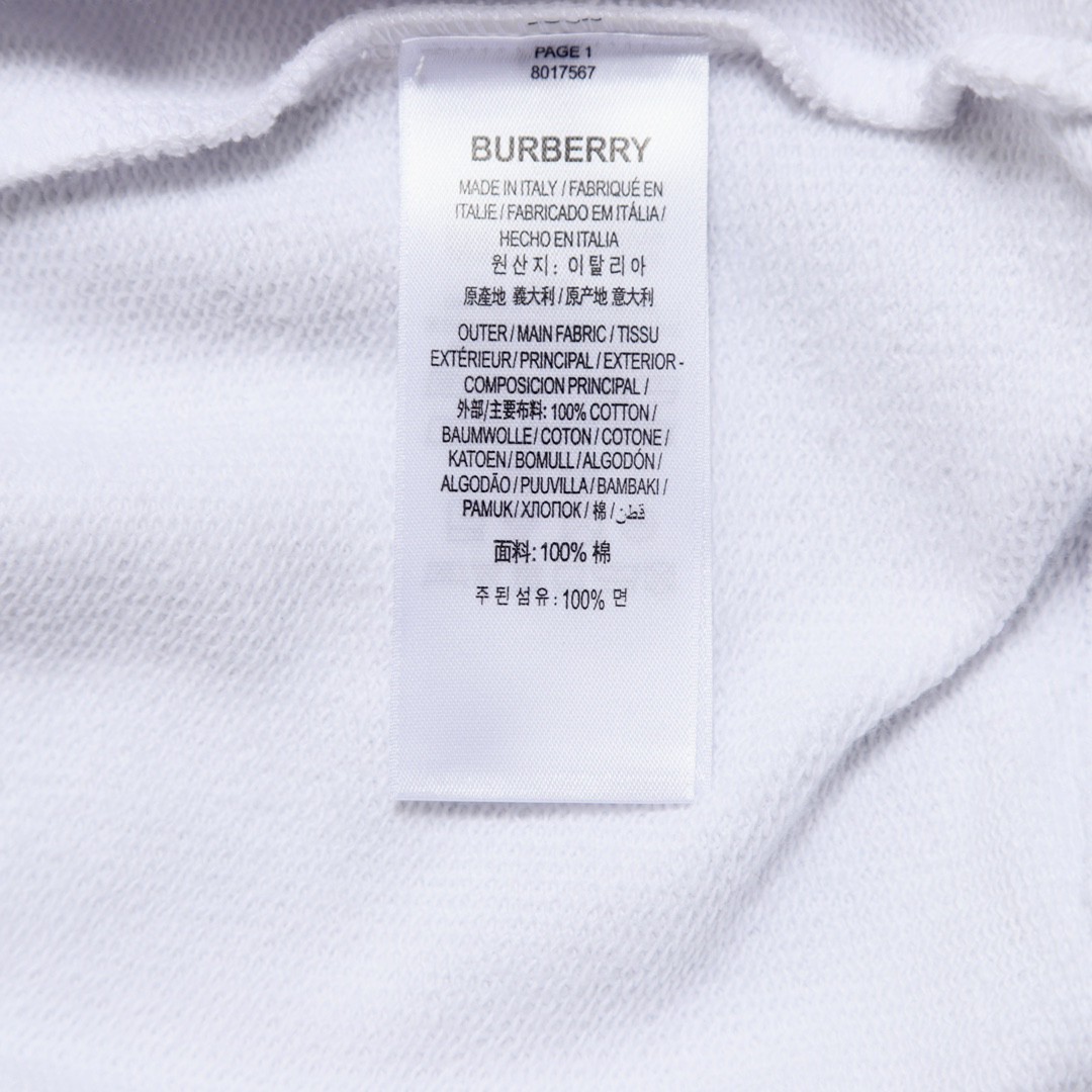 Burberry 巴宝莉 专属标识图案 圆领卫衣 套头 长袖 秋冬款 男女同款 白色 80243411
