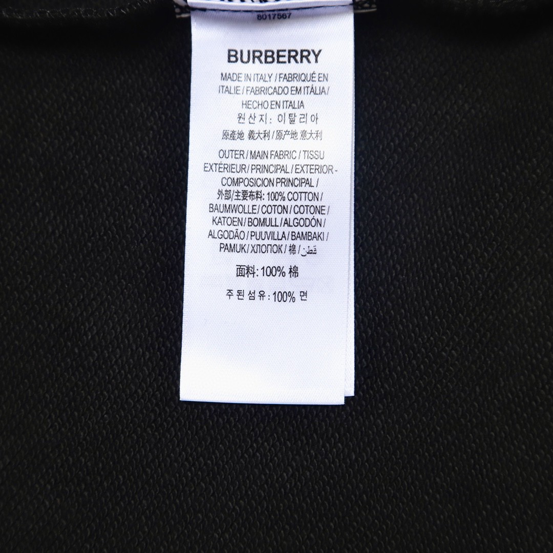 Burberry 巴宝莉 专属标识图案 圆领卫衣 套头 长袖 秋冬款 男女同款 黑色 80243461