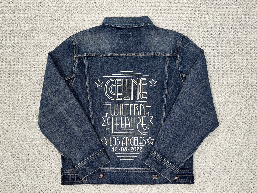 CELINE 赛琳 后背字母logo图案 水洗 牛仔外套 牛仔衣 长袖 外套 秋冬款 男女同款 蓝色