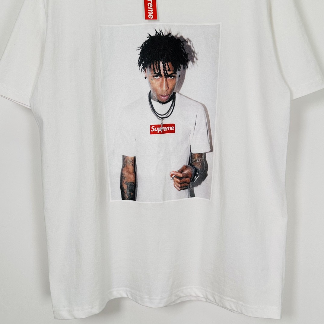 Supreme FW23 WEEK1 NBA YOUNGBOY TEE 人物印花圆领 短袖 T 恤 男女同款 白色 黑色 SUP-FW23-002