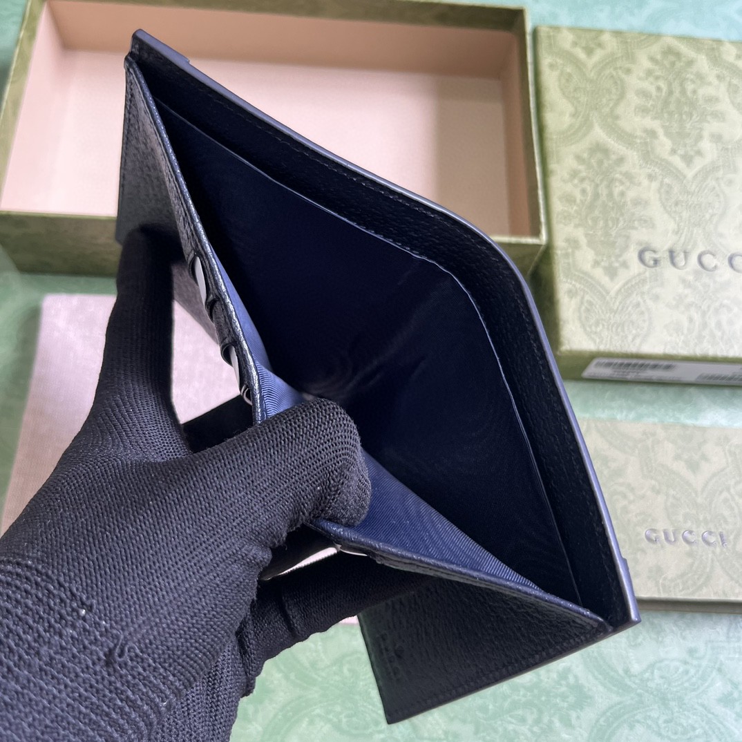 原厂皮 GUCCI 古驰 Ophidia 双G徽标翻盖开合 帆布 短款 钱包 卡包 零钱包 蓝色 732016