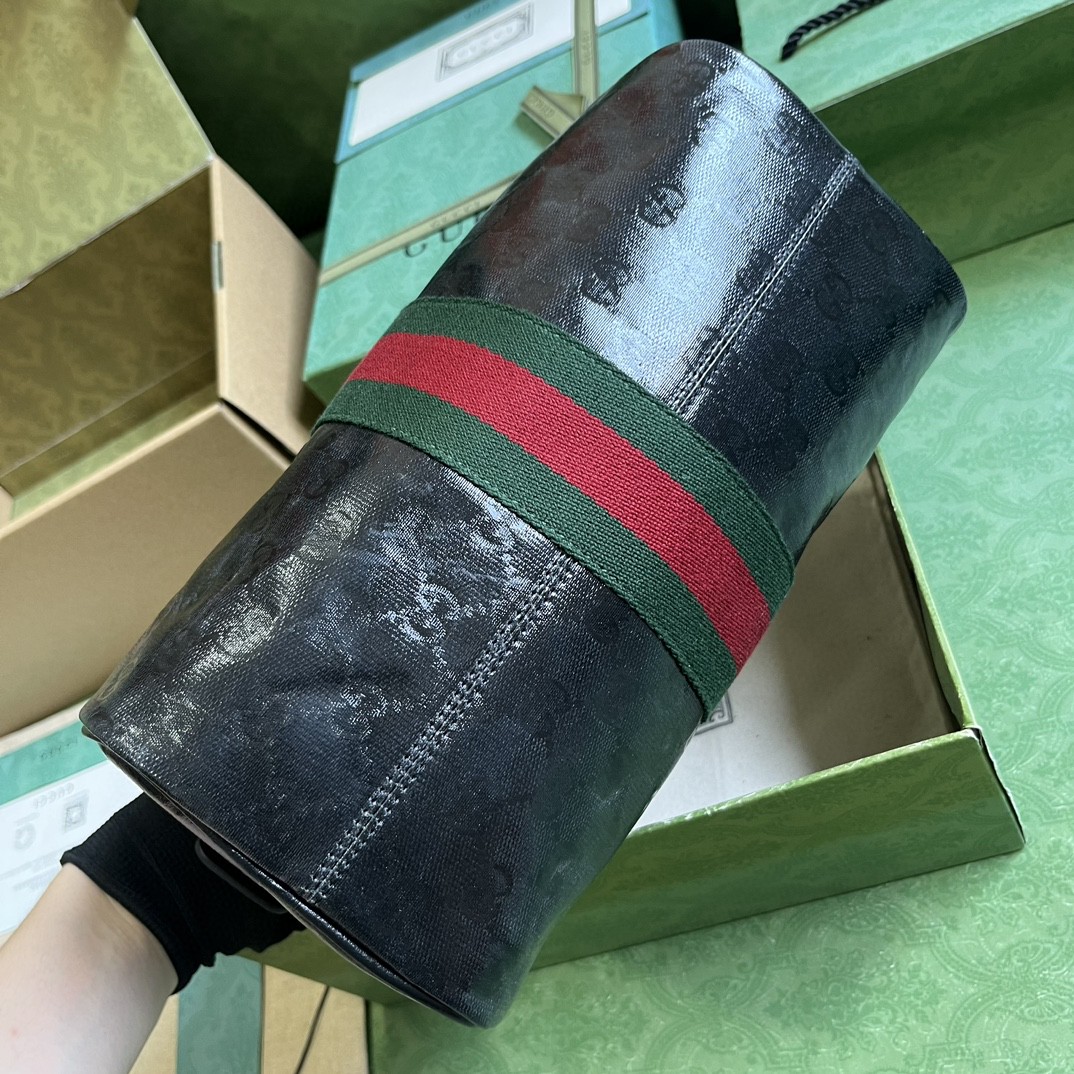 原厂皮 GUCCI 古驰 双G徽标印花拉链开合 帆布 手拿包 收纳包 洗漱包 黑色 759689-FACI0-1064