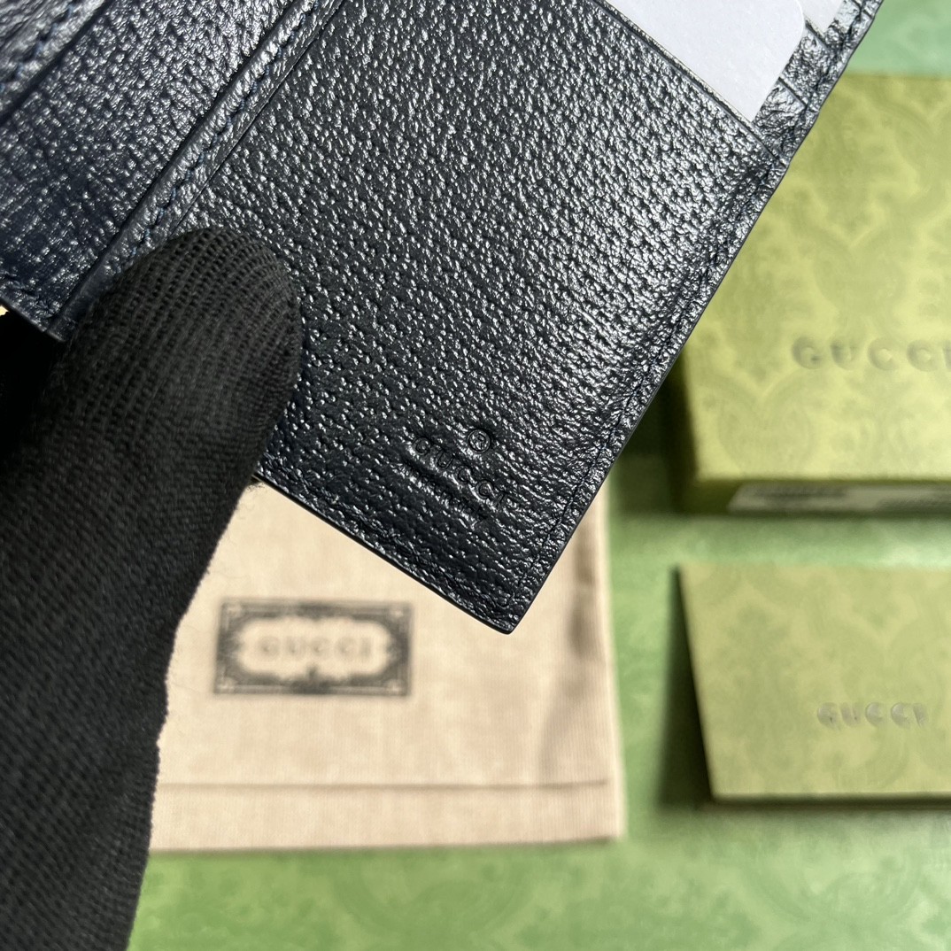 原厂皮 GUCCI 古驰 Ophidia 双G徽标翻盖开合 八个卡槽 帆布 卡包 蓝色 734943