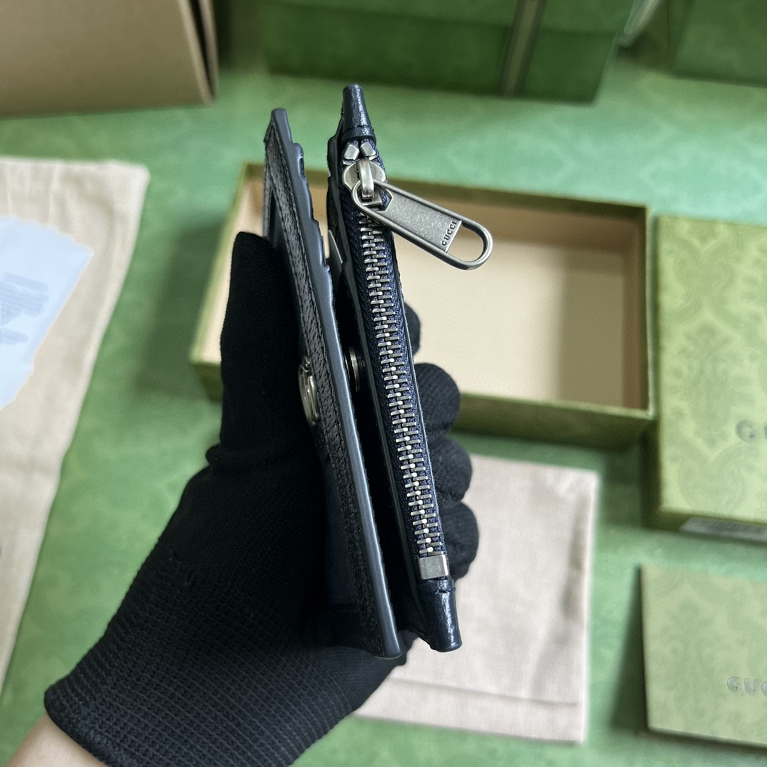 原厂皮 GUCCI 古驰 Ophidia 双G徽标翻盖开合 帆布 钱包 卡包 零钱包 蓝色 760238