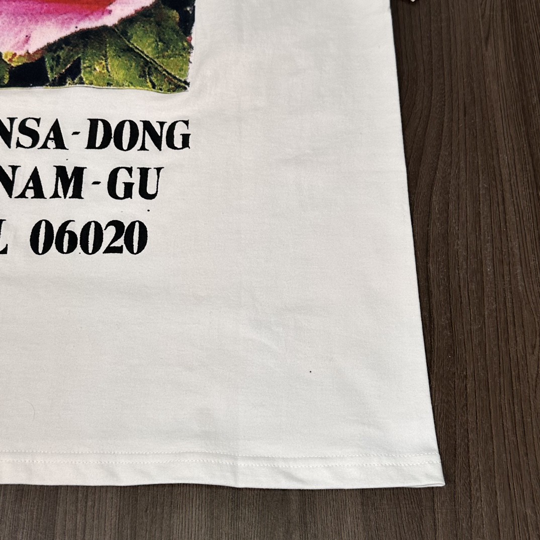 Supreme FW23 首尔开业限定系列 Box Logo Tee 字母花卉印花 圆领 短袖 T恤 男女同款 白色 SUP-FW23-051