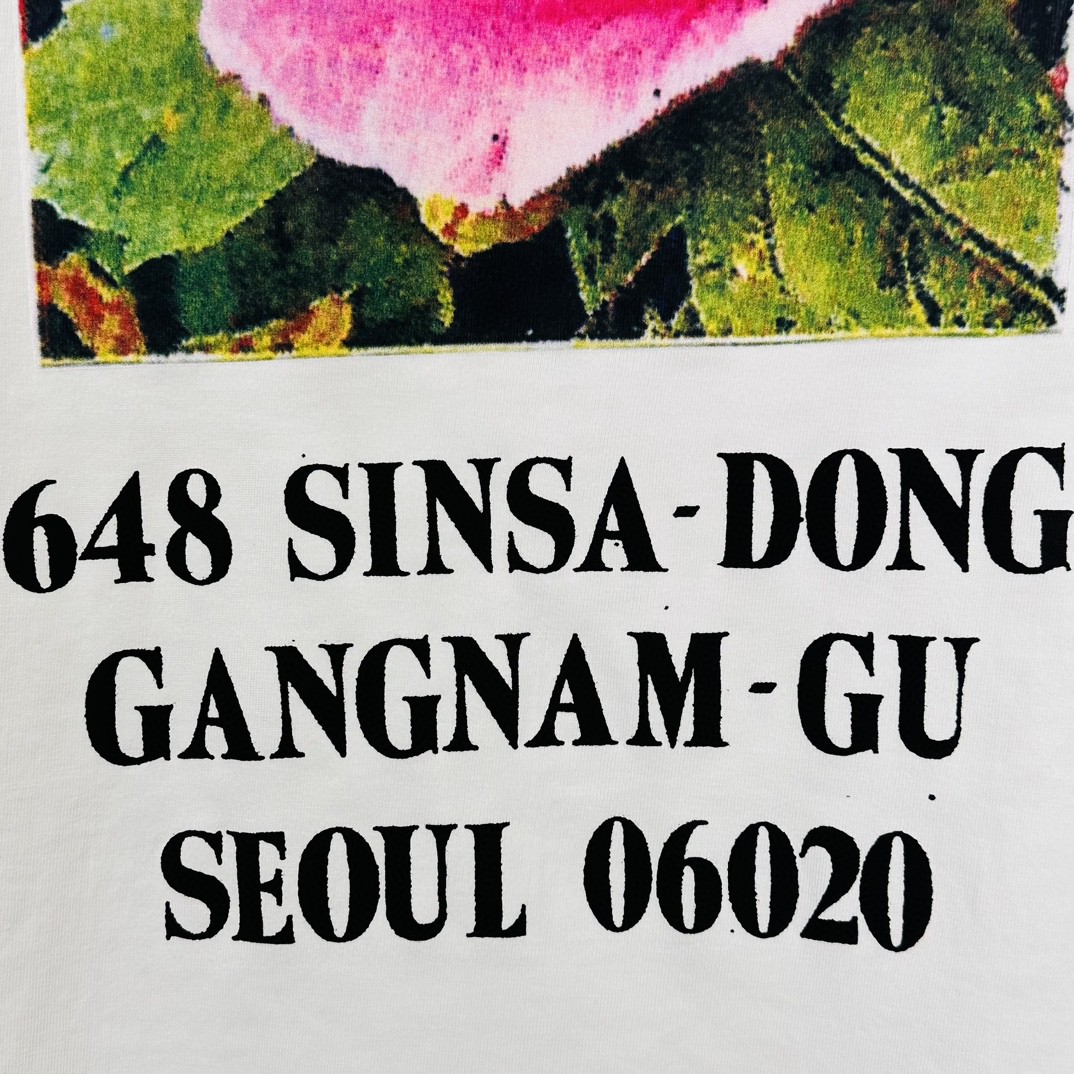 Supreme FW23 首尔开业限定系列 Box Logo Tee 字母花卉印花 圆领 短袖 T恤 男女同款 白色 SUP-FW23-051