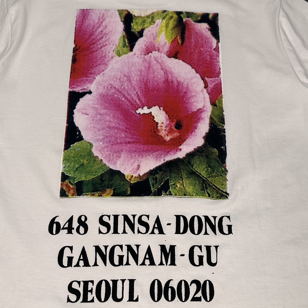 Supreme FW23 首尔开业限定系列 Box Logo Tee 字母花卉印花 圆领 短袖 T恤 男女同款 白色 SUP-FW23-051