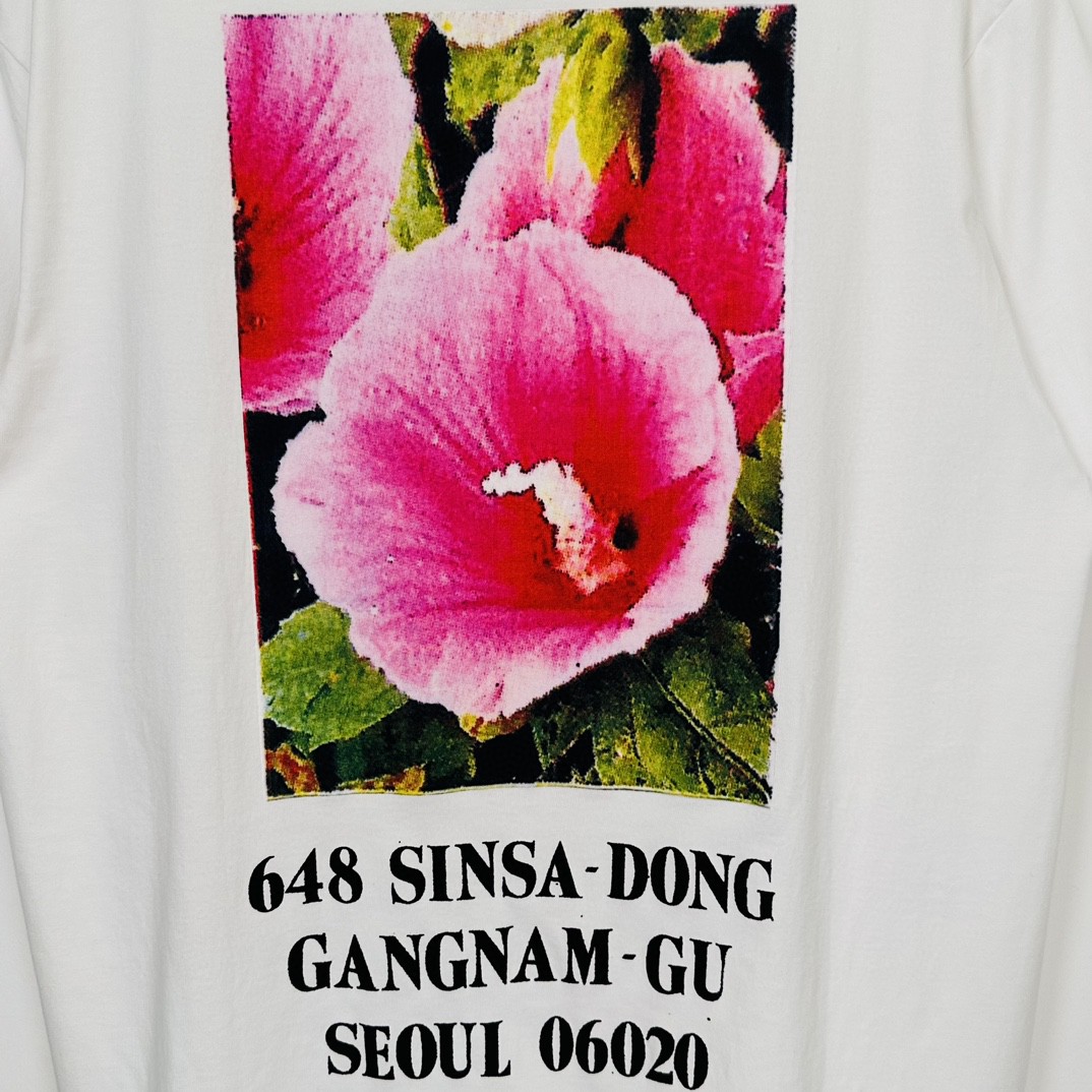 Supreme FW23 首尔开业限定系列 Box Logo Tee 字母花卉印花 圆领 短袖 T恤 男女同款 白色 SUP-FW23-051