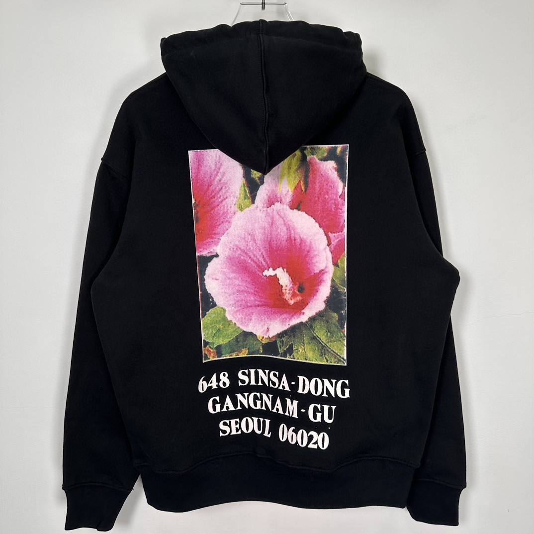 Supreme FW23 首尔开业限定系列 Box Logo Hooded Sweatshirt 花卉印花口袋抽绳连帽卫衣 卫衣 男女同款 黑色 SUP-FW23-052