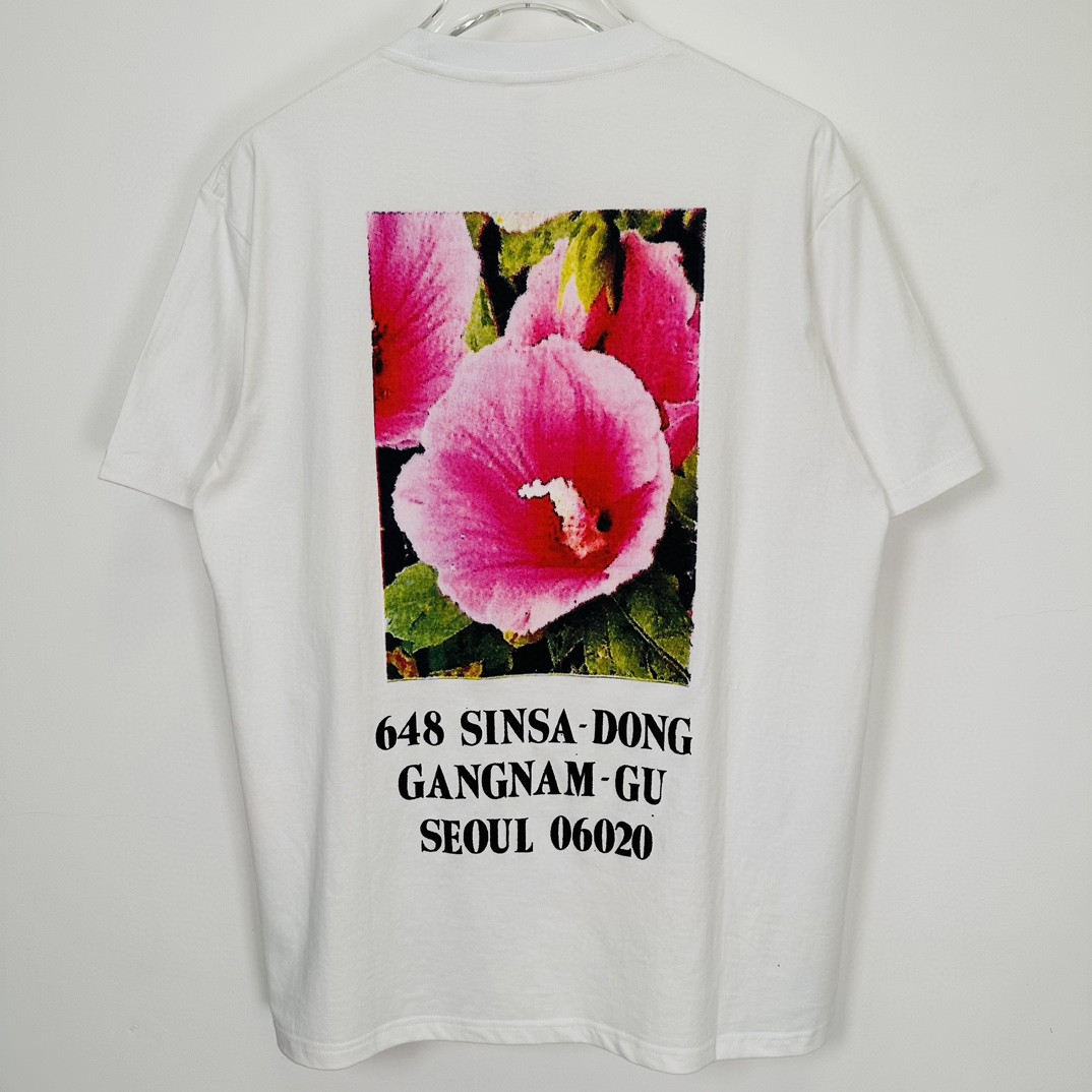 Supreme FW23 首尔开业限定系列 Box Logo Tee 字母花卉印花 圆领 短袖 T恤 男女同款 白色 SUP-FW23-051