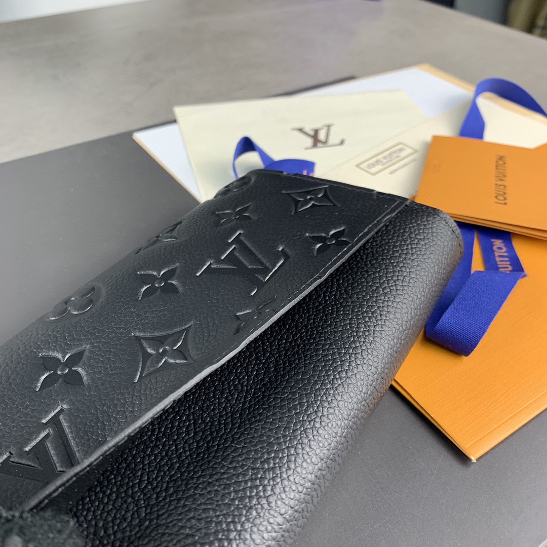 LOUIS VUITTON Sarah Logo 徽标皮革 钱夹 钱包 手拿包 黑色 M61182