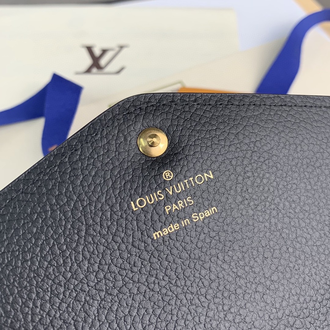 LOUIS VUITTON Sarah Logo 徽标皮革 钱夹 钱包 手拿包 黑色 M61182