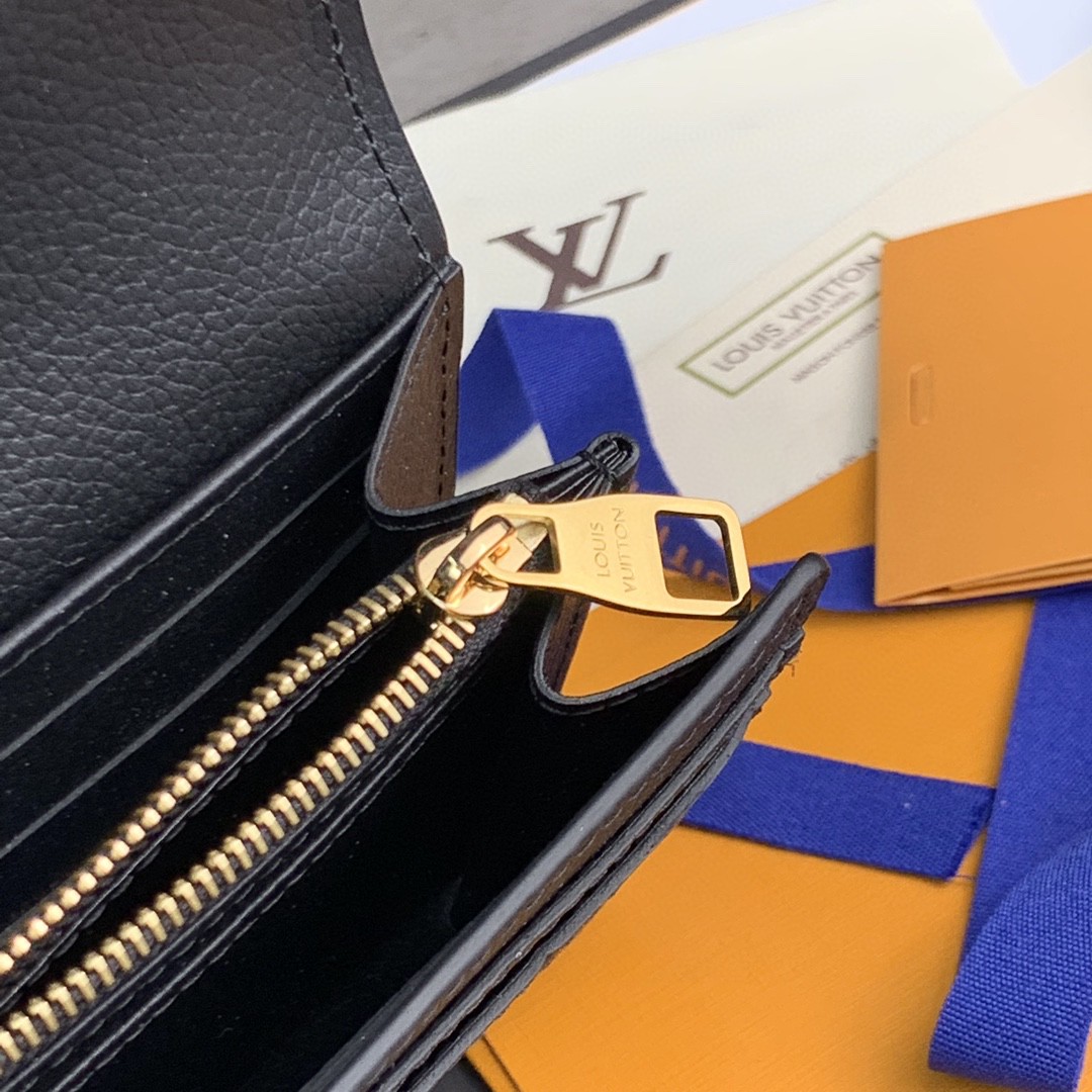 LOUIS VUITTON Sarah Logo 徽标皮革 钱夹 钱包 手拿包 黑色 M61182