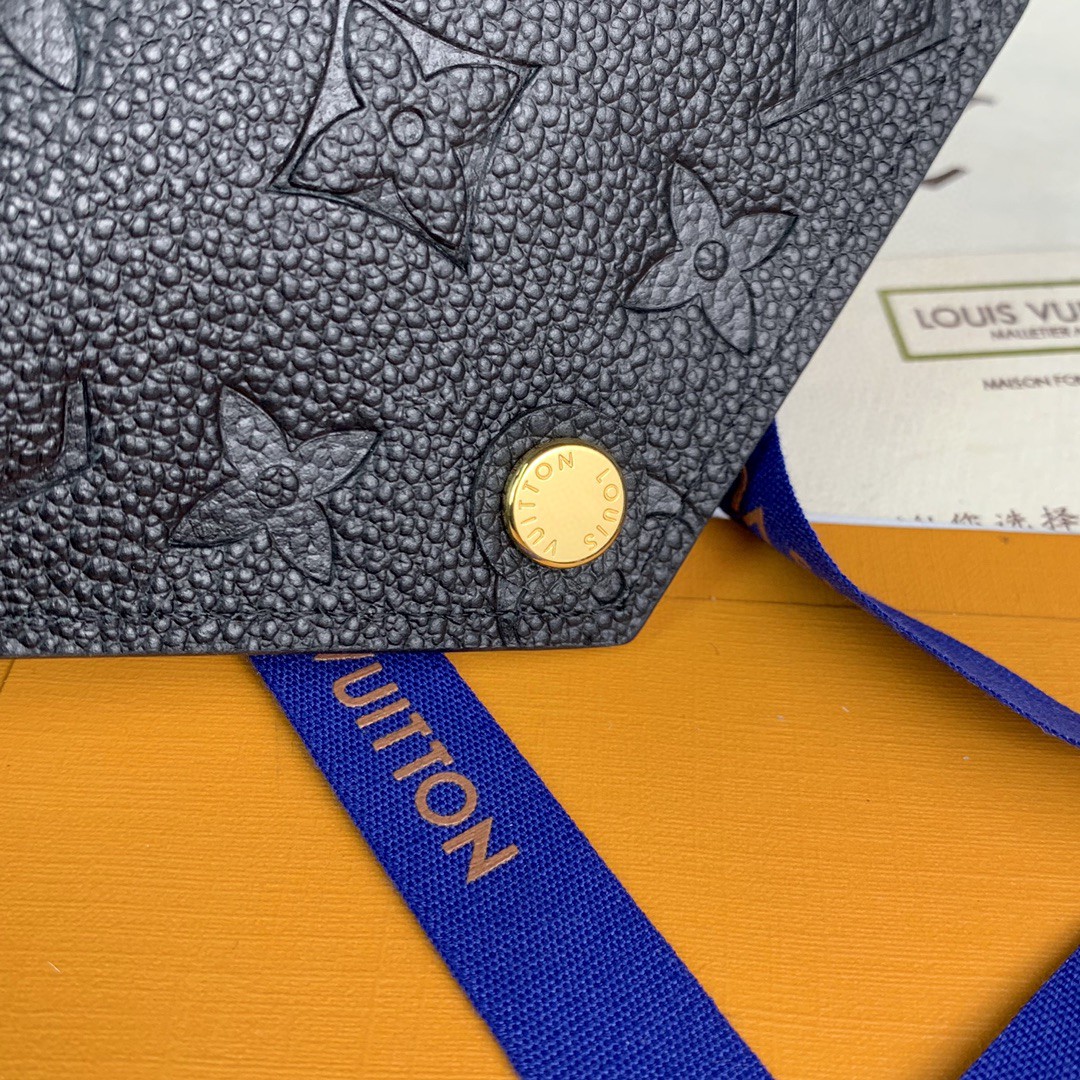 LOUIS VUITTON 经典老花压花图案柔软拉链粒面压花牛皮 钱包 手拿包 黑色 M41938