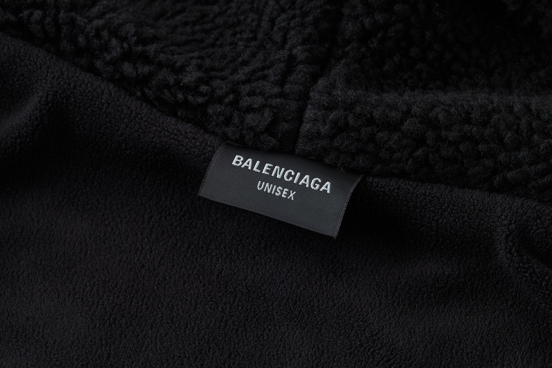 Balenciaga 巴黎世家 袖标泰迪摇粒绒拉链连帽卫衣 外套 长袖 秋冬 黑色 768694TKQ261000