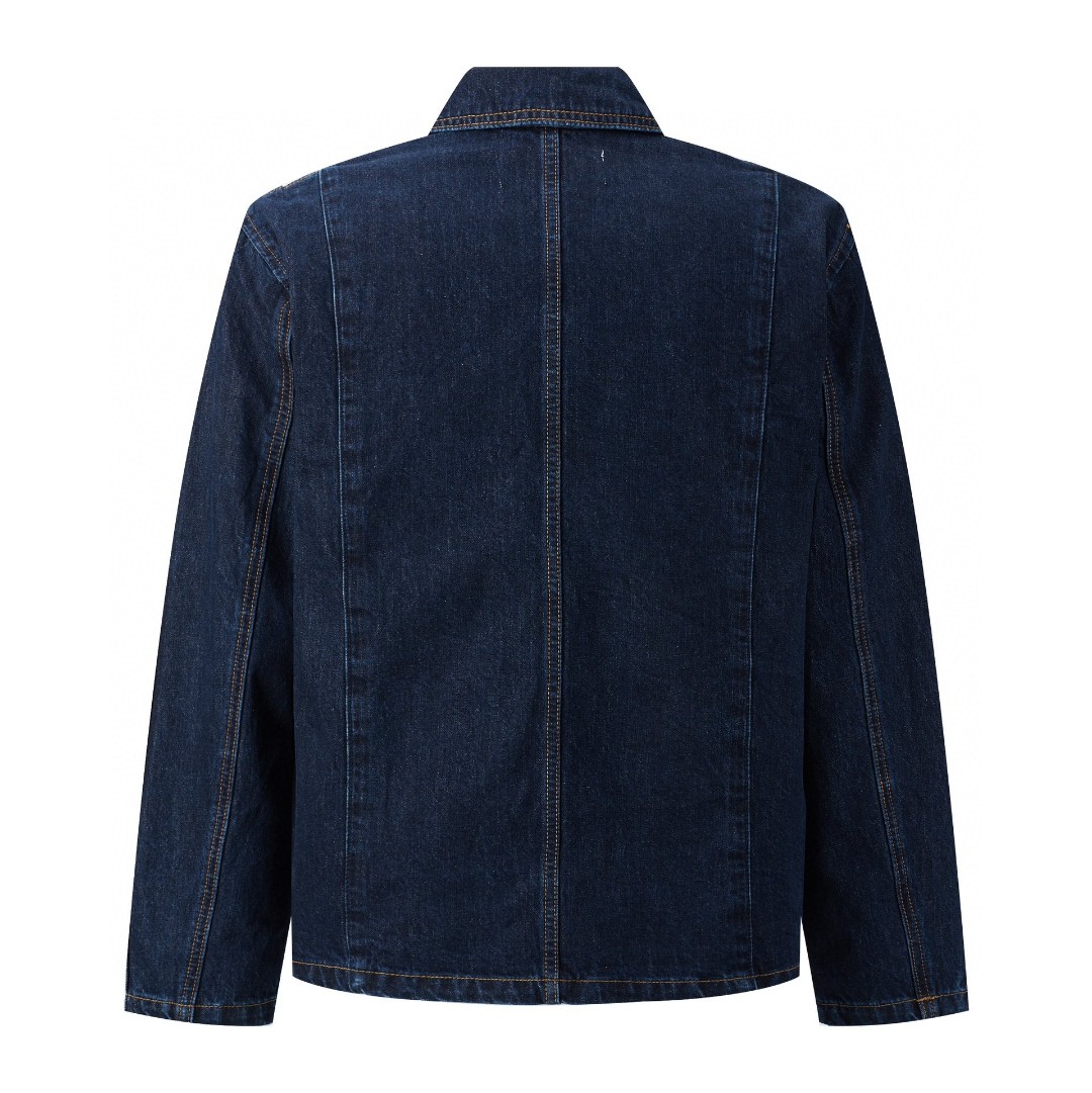 Loewe 罗意威 胸口皮口袋印花牛仔外套 衬衫 牛仔衣 长袖 秋冬 蓝色 H526Y13X205110