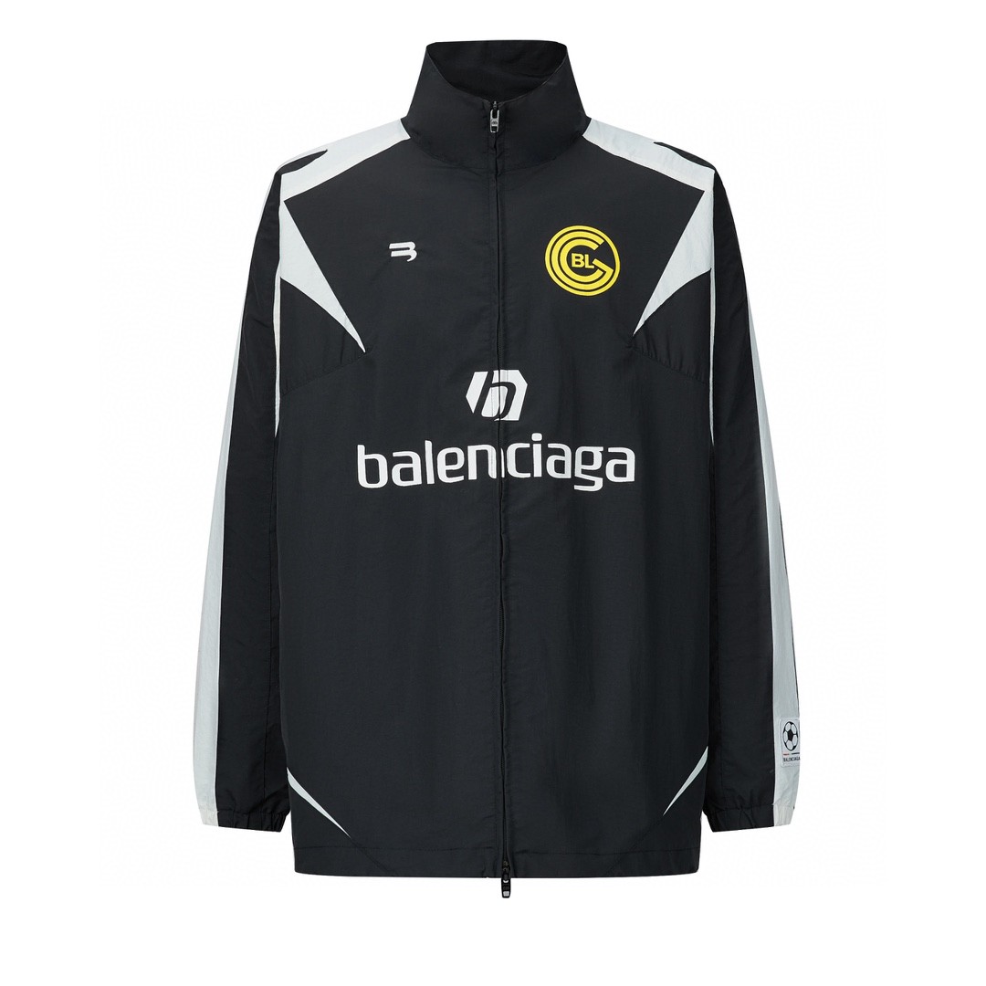 Balenciaga 巴黎世家 刺绣Logo字母 长袖 夹克 冲锋衣 外套 秋冬 黑色 642341TYB181000