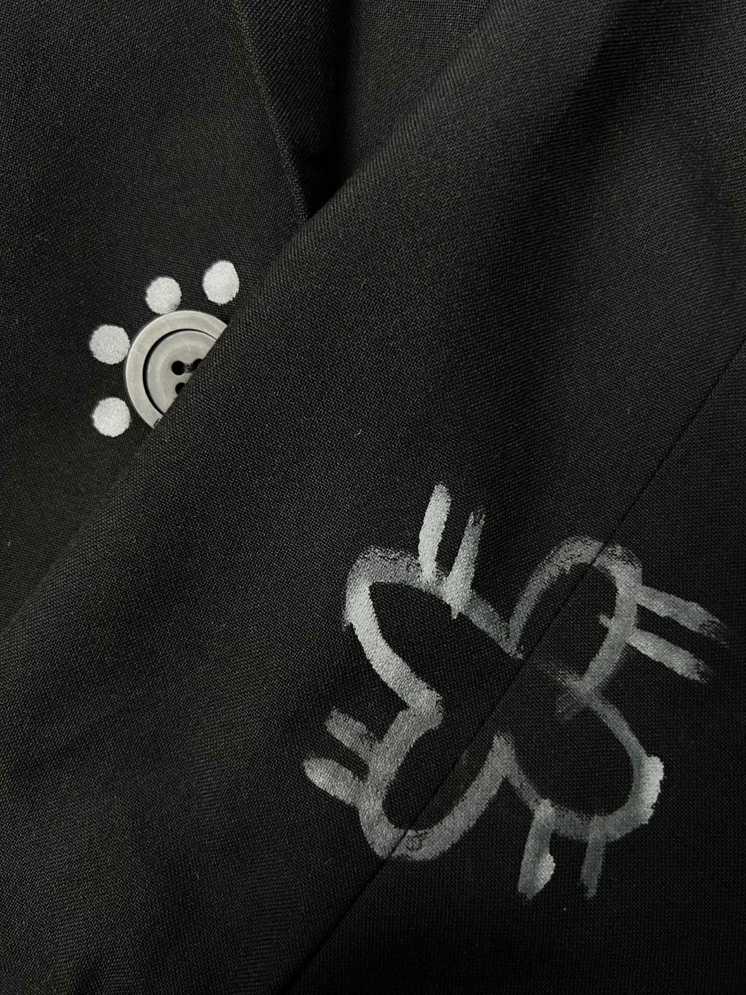 Balenciaga 巴黎世家 SS23 涂鸦印花单排扣西装外套 宽松 秋冬 黑色 739591TOT031000