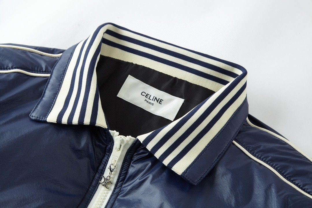 CELINE 赛琳 条纹边饰单排扣 长袖 夹克 棒球服 外套 秋冬款 男女同款 蓝色 2W973661V-07MR