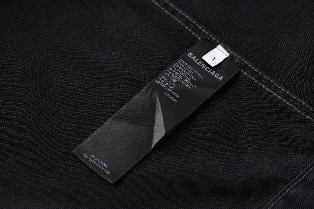 Balenciaga 巴黎世家 SS23 纯色印花翻领单排扣长袖夹克 牛仔外套 牛仔衣 秋冬 黑色