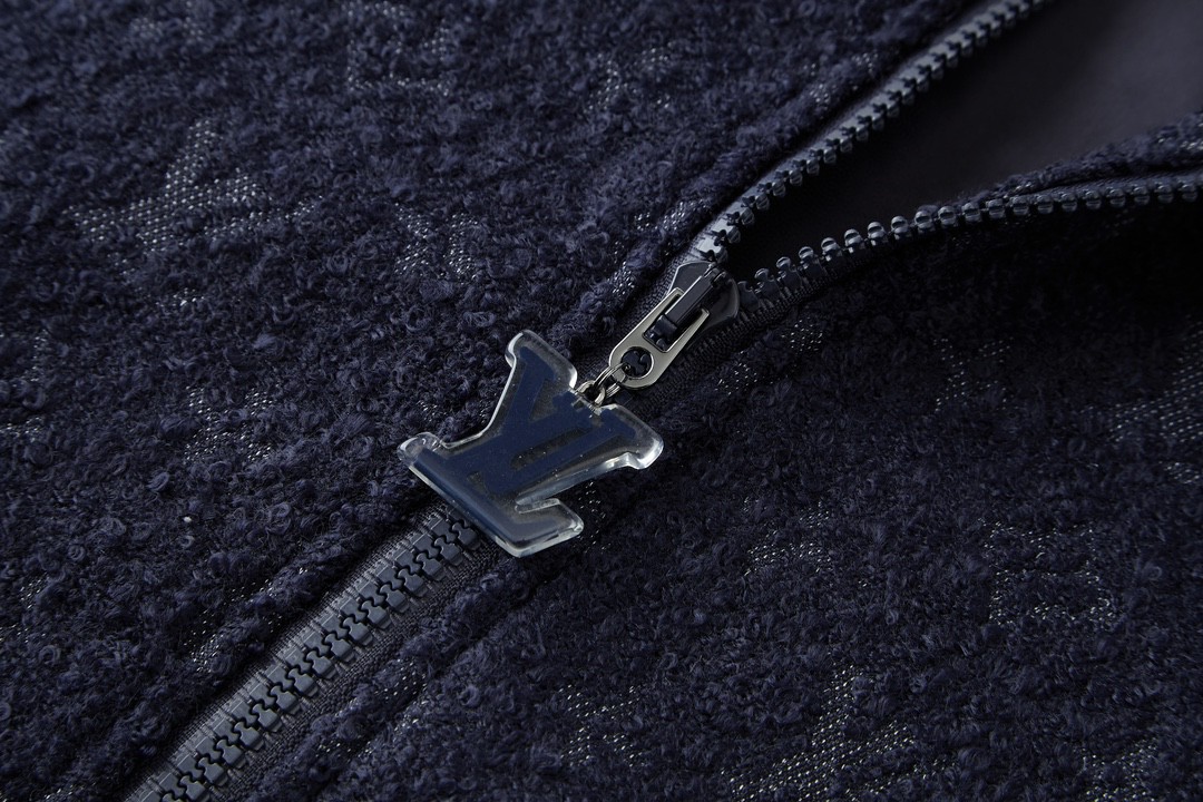 LOUIS VUITTON 路易威登 字母满印提花拉链夹克 长袖 外套 秋冬 蓝色 1ABJQE