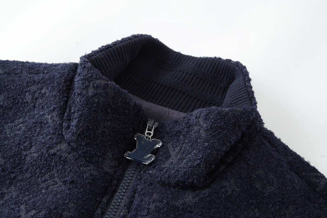 LOUIS VUITTON 路易威登 字母满印提花拉链夹克 长袖 外套 秋冬 蓝色 1ABJQE