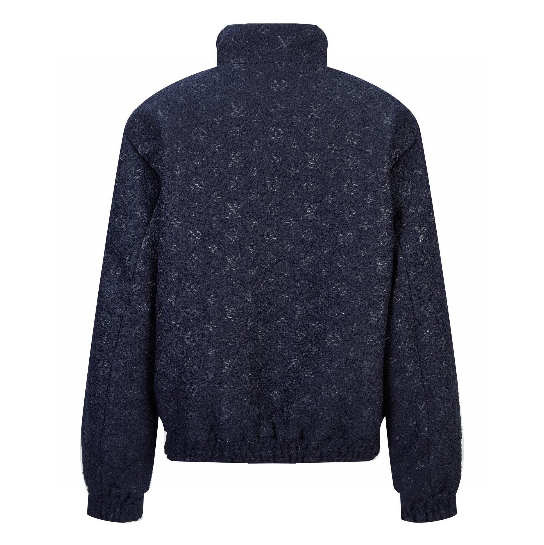 LOUIS VUITTON 路易威登 字母满印提花拉链夹克 长袖 外套 秋冬 蓝色 1ABJQE