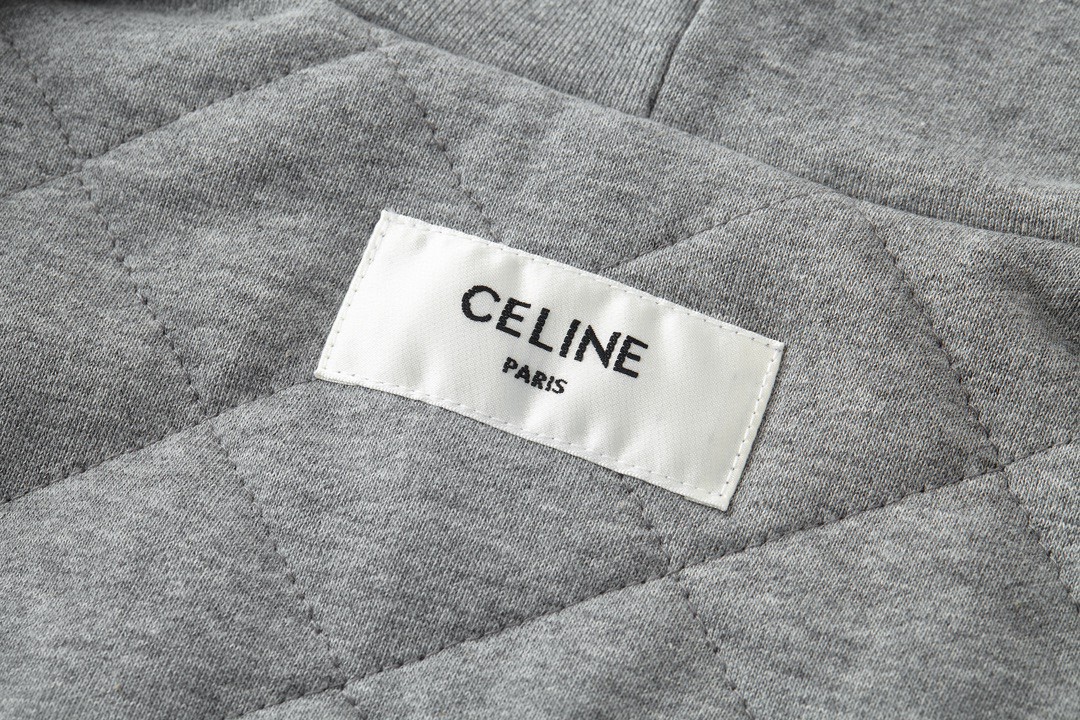 CELINE 赛琳 字母印花logo连帽夹克 棒球服 外套 秋冬款 男女同款 黑色 2W15A227R-38NO