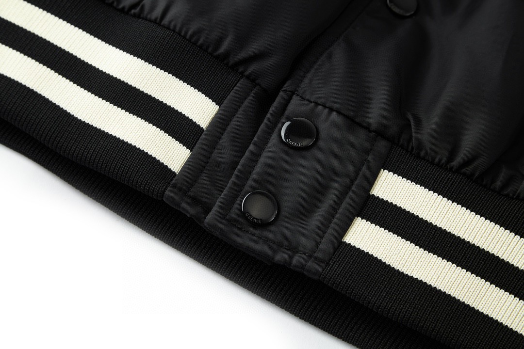 CELINE 赛琳 字母印花logo连帽夹克 棒球服 外套 秋冬款 男女同款 黑色 2W15A227R-38NO