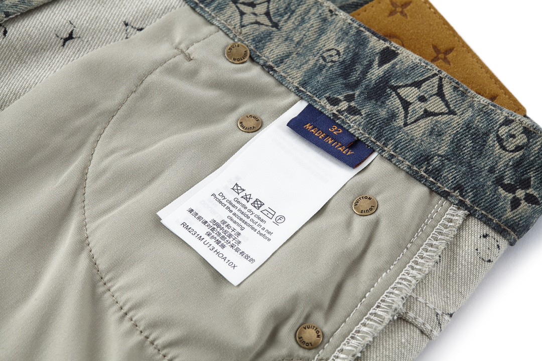 LOUIS VUITTON 路易威登复古 Logo满印牛仔裤 裤子 长裤 男款 蓝色