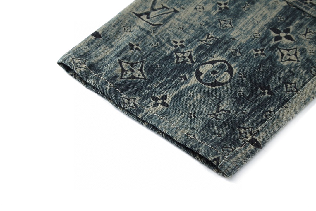 LOUIS VUITTON 路易威登复古 Logo满印牛仔裤 裤子 长裤 男款 蓝色