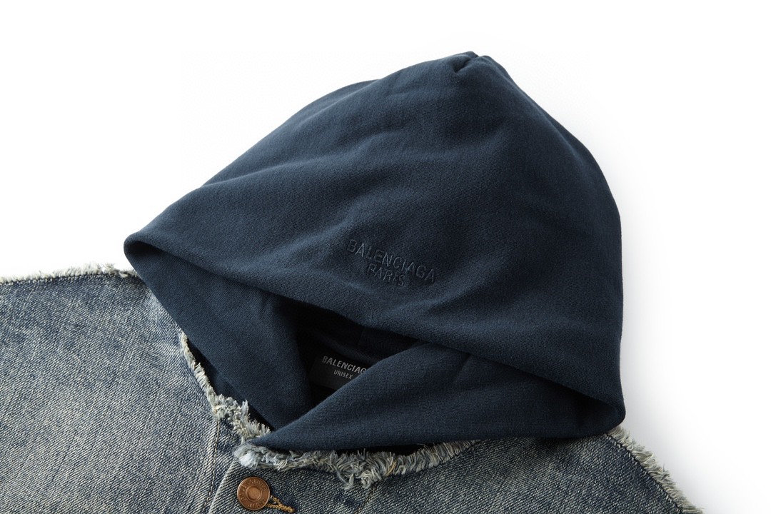 Balenciaga 巴黎世家 两件套 拼接连帽牛仔外套 卫衣 夹克 秋冬 蓝色