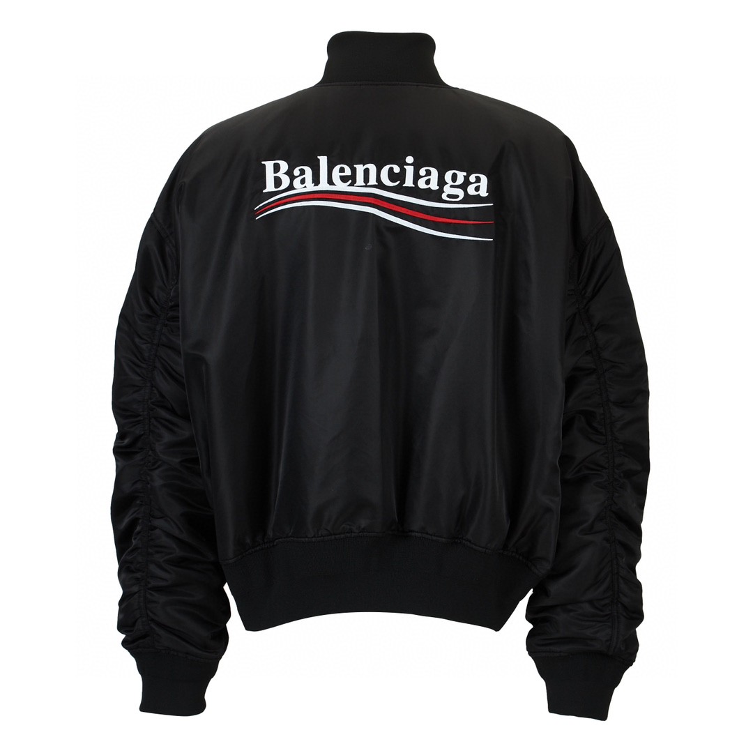 Balenciaga 巴黎世家 FW23 刺绣字母立领夹克 棒球服 棉服 长袖 外套 秋冬 黑色 763434TNO271000