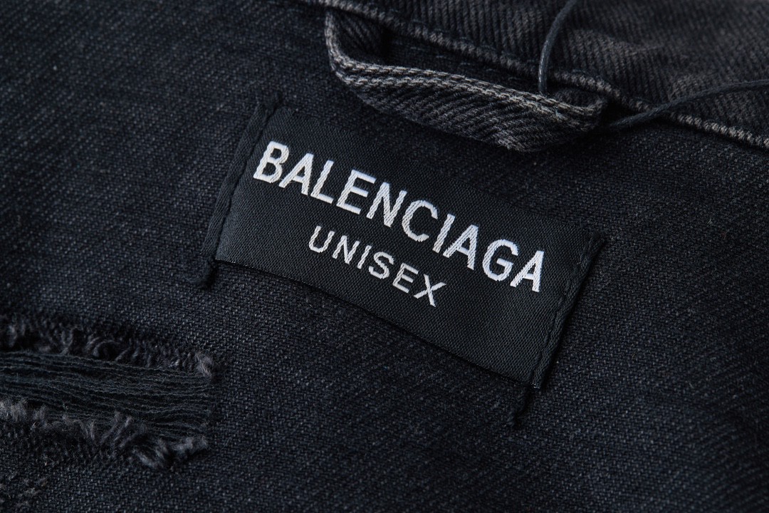 Balenciaga 巴黎世家 扎染破坏 牛仔外套 牛仔衣 夹克 秋冬 黑色