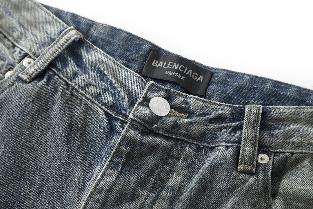 Balenciaga 巴黎世家 水洗破洞牛仔裤 长裤 男款 蓝色