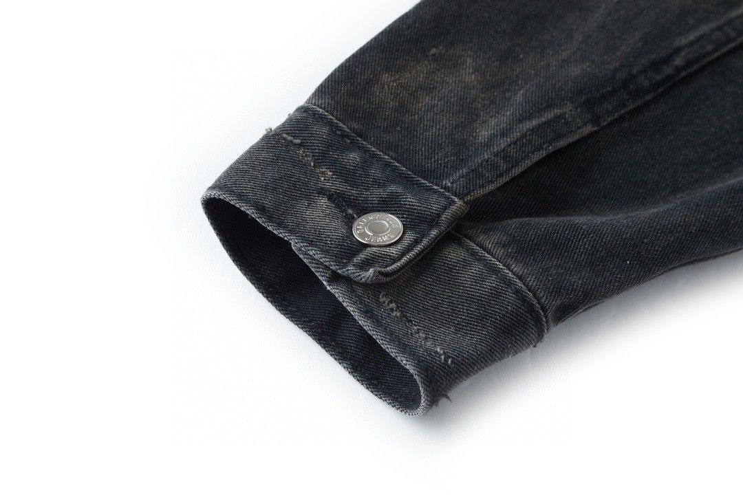 Balenciaga 巴黎世家 扎染破坏 牛仔外套 牛仔衣 夹克 秋冬 黑色