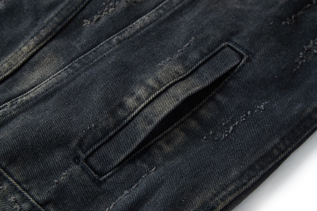 Balenciaga 巴黎世家 扎染破坏 牛仔外套 牛仔衣 夹克 秋冬 黑色