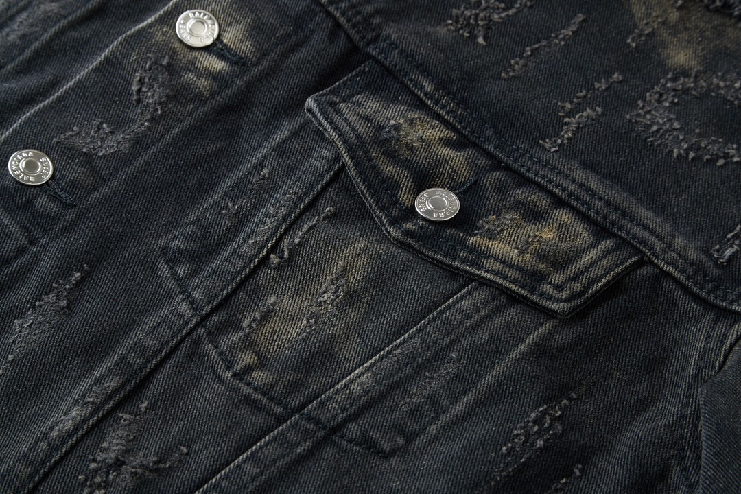 Balenciaga 巴黎世家 扎染破坏 牛仔外套 牛仔衣 夹克 秋冬 黑色